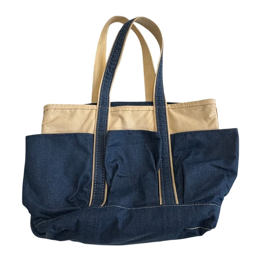 Vintage L.L. Bean Boat And Tote Denim Canvas 6 Pockets Original Bag Garden